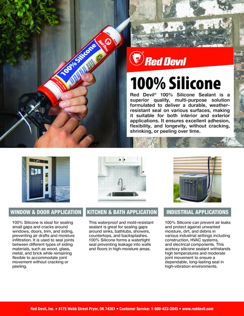 Red Devil 082012 100% Silicone Sealant Architectural Grade, Clear, 2.8 Oz, Pack of 12 - Image 5